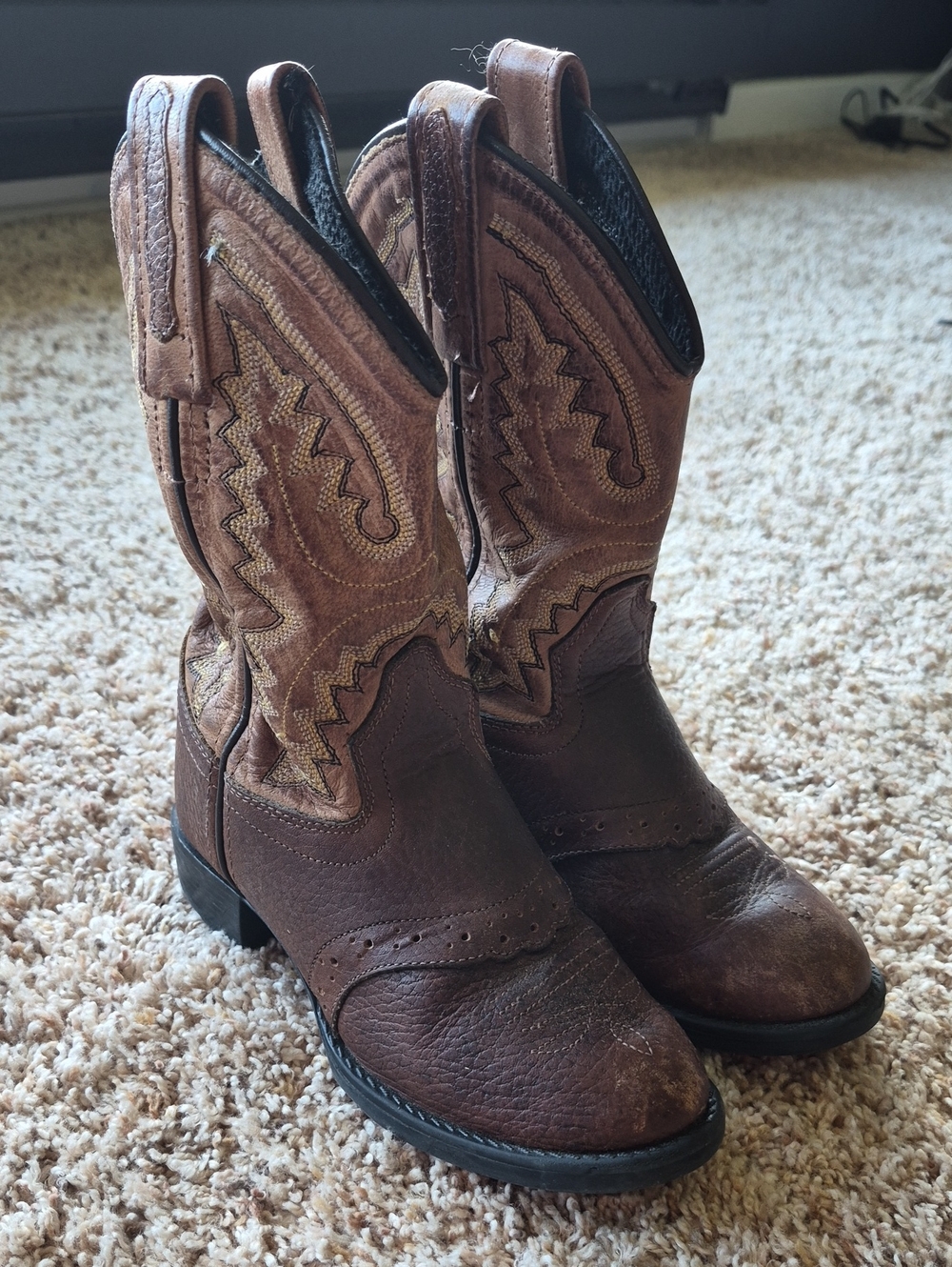 Old West Brown Kids Western Cowboy Boots, Size 2 Or 2.5